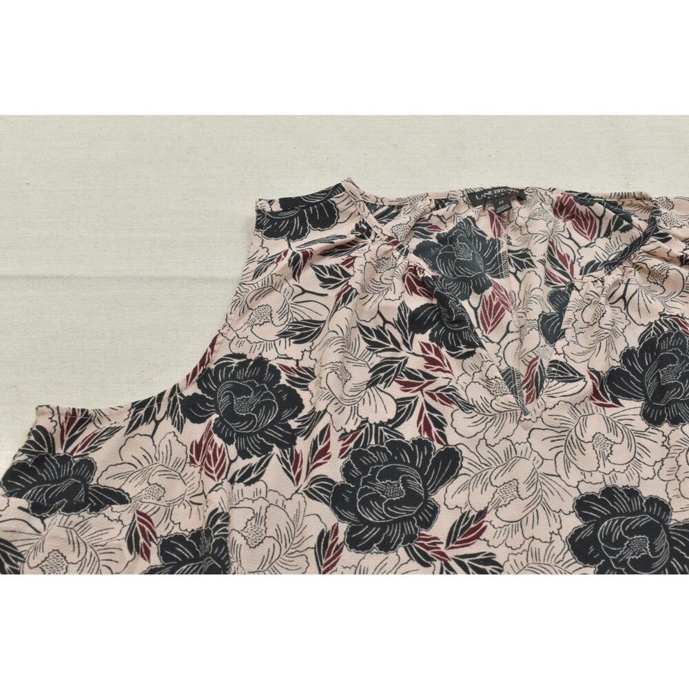 Lane Bryant Size 22 Sleeveless Floral Print V-Neck Blouse Tank Top Black Pink - Picture 5 of 8